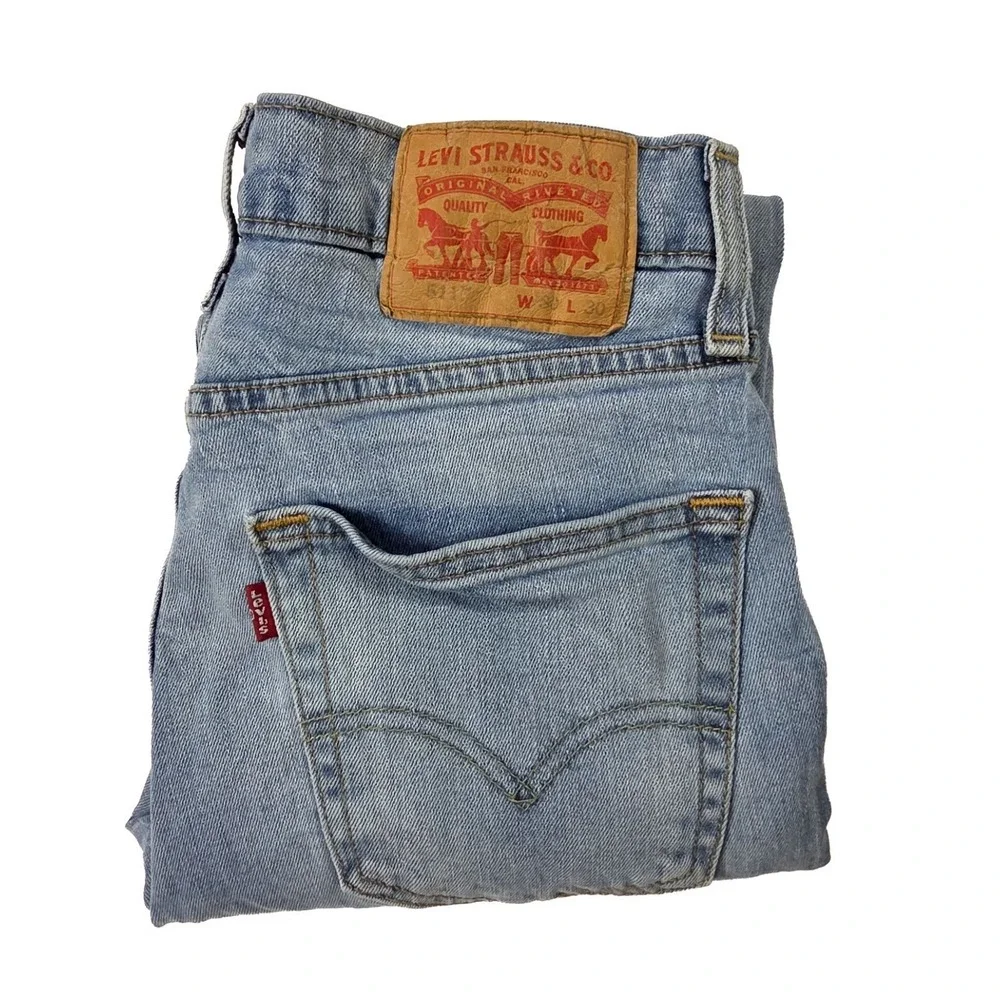 Levi's 511 Slim Fit Stretch Light Blue Stone Wash Denim Jeans Men's Size 30x30
